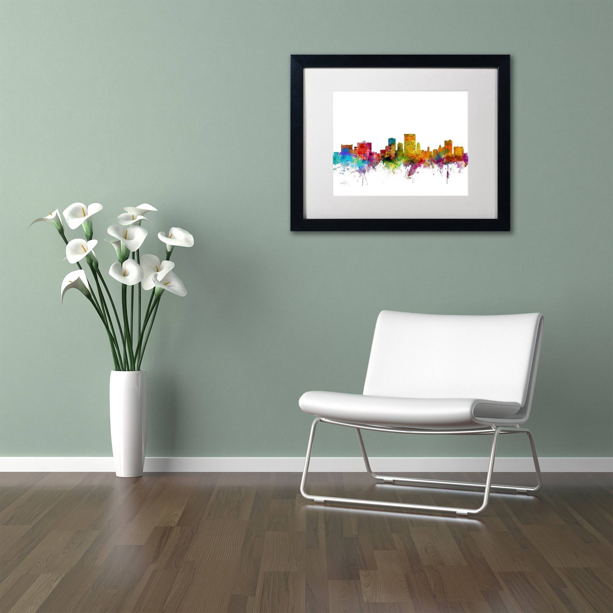 Trademark Fine Art 'El Paso Texas Skyline' Canvas Art by Michael Tompsett, White Matte, Black Frame