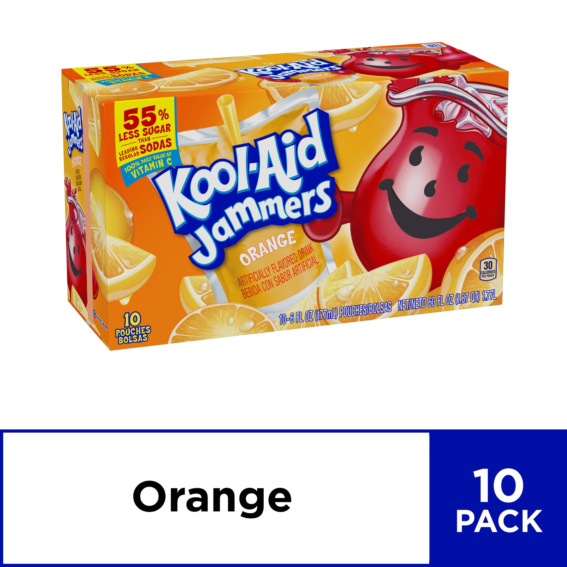 Kool Aid Jammers Orange Artificially Flavored Drink, 10 ct. Box