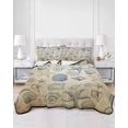 thumbnail image 2 of Quilts Queen Size Bedding Set, Summer Coastal Reversible Summer Quilt 3 Pieces, Marine Beach Seashell Starfish Conch Beige Lightweight Bedspreads Coverlets with 2 Pillow Shams for All Seasons, 2 of 5