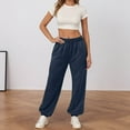 thumbnail image 6 of DHFJKG High Waist Jogger Pants For Women Solid Color Loose Fit Comfortable Ankle-Tied Sweatpants With Pockets Drawstring Elastic Waistband Soft Athletic Wear Breathable Trousers, 6 of 9