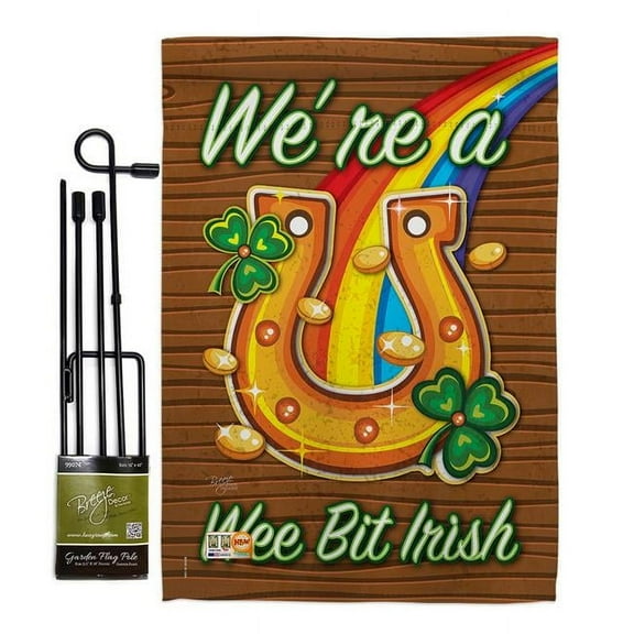 Breeze Decor BD-SA-GS-102002-IP-BO-D-US15-BD 13 x 18.5 in. Were a Wee Bit Irish Spring St Patrick Impressions Decorative Vertical Double Sided Garden Flag Set with Banner Pole