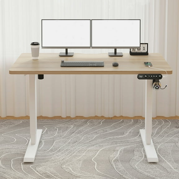 Height Adjustable Standing Desk, 48 inch Single Motor Electric Desk with Memory Preset, 180 lb Load Capacity for Adults & Teens, Home Office