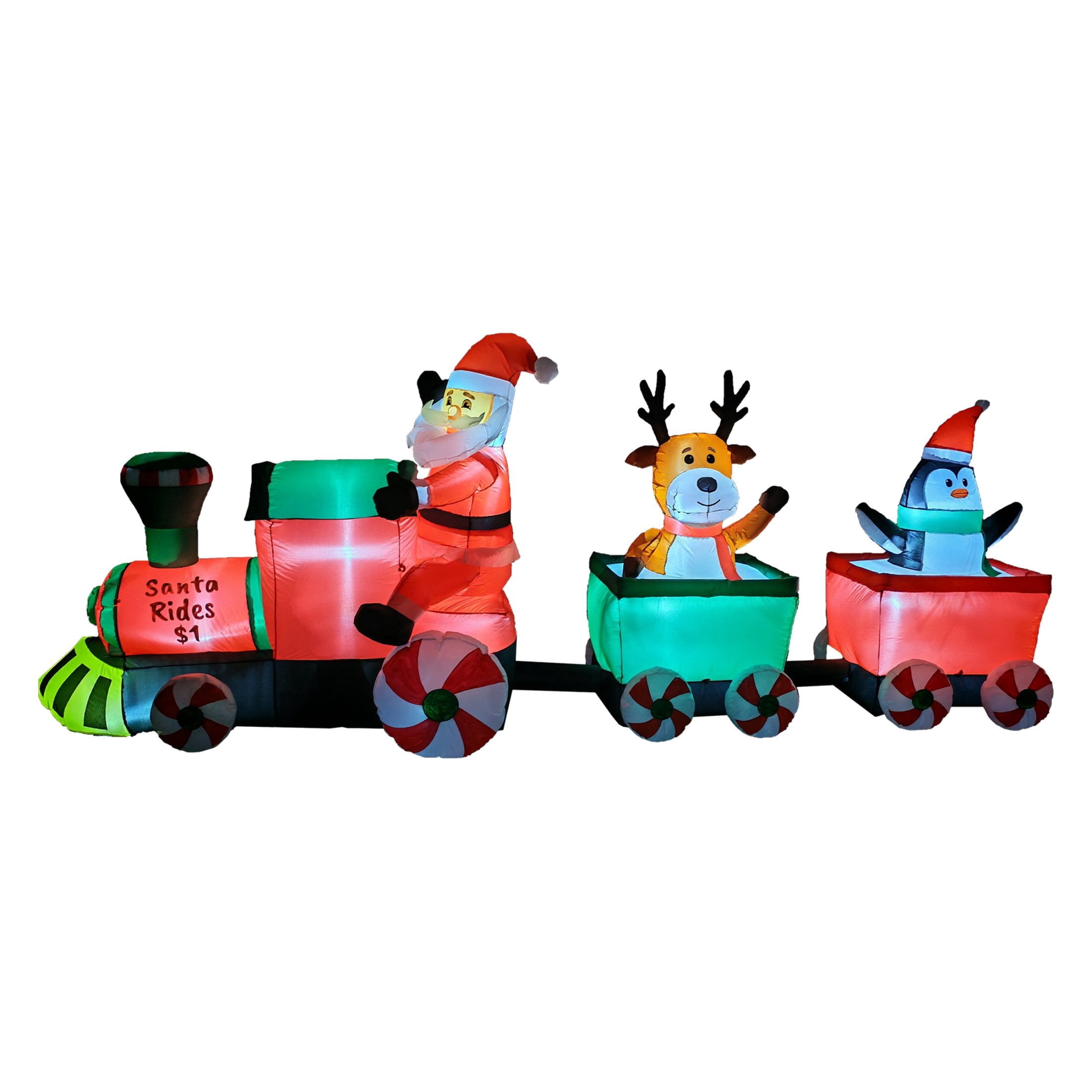 Multicolor Santa Mall Train Christmas Airblown Yard Inflatable, 11', by Holiday Time