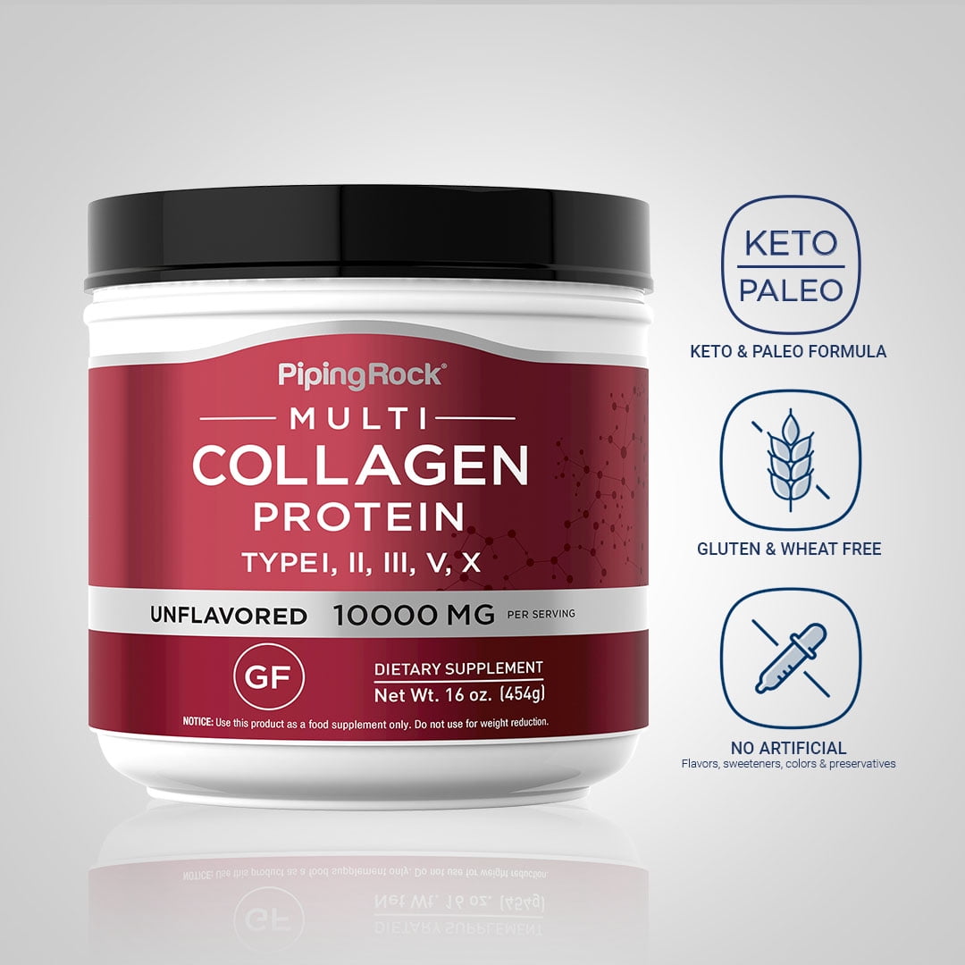 Multi Collagen Protein Powder | 10,000mg | 16 oz | by Piping Rock