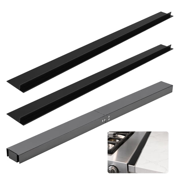3 Pcs 30 in Range Gap Filler Set, Stainless Steel Kitchen Stove Gap Cover with Flexible Silicone Strips, Adjustable Stove Cover for Slide-in Range Backsplash and Countertop