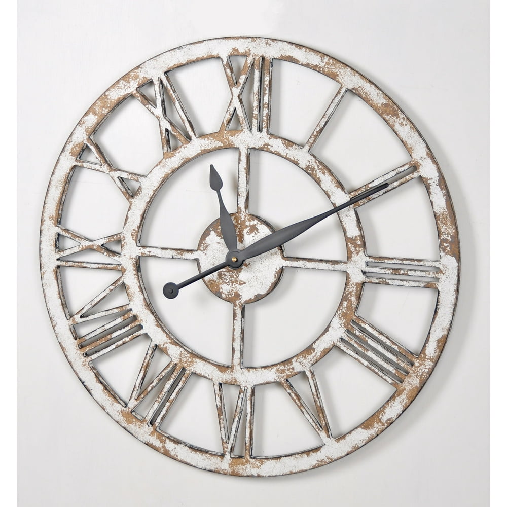 24 Inch Industrial Style Wall Clock White