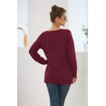thumbnail image 5 of MLANM Women's V-Neck Pullover Sweaters Side Split Tunic Sweatshirt Casual Long Sleeve Knit tops, S Wine Red, 5 of 6