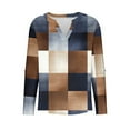 thumbnail image 6 of VgaVtl T-Shirts Womens Plus Size Long Sleeve V-Neck Women's Tops Plaid Vintage Business Slim Brown Casual Shirts,S, 6 of 7