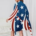thumbnail image 2 of American Flag Blue Red White Night Robe Long Sleeve V Neck Robe With Belt Women's Sleepwear Dresses, 2 of 9