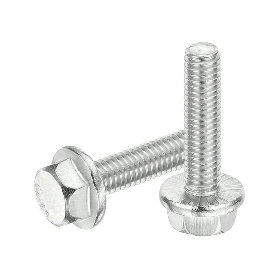 Uxcell 25Pack M6 x 25mm Hex Serrated Flange Bolts Screws 304 Stainless Steel
