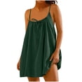 thumbnail image 4 of Sentmoon Women Summer Dresses Vacation Sleeveless Crew Neck Cute Spring Dresses Spring Solid Color Regular Fit Spaghetti Strap Cocktail Dress for Women Active for Work and Office Green M, 4 of 5