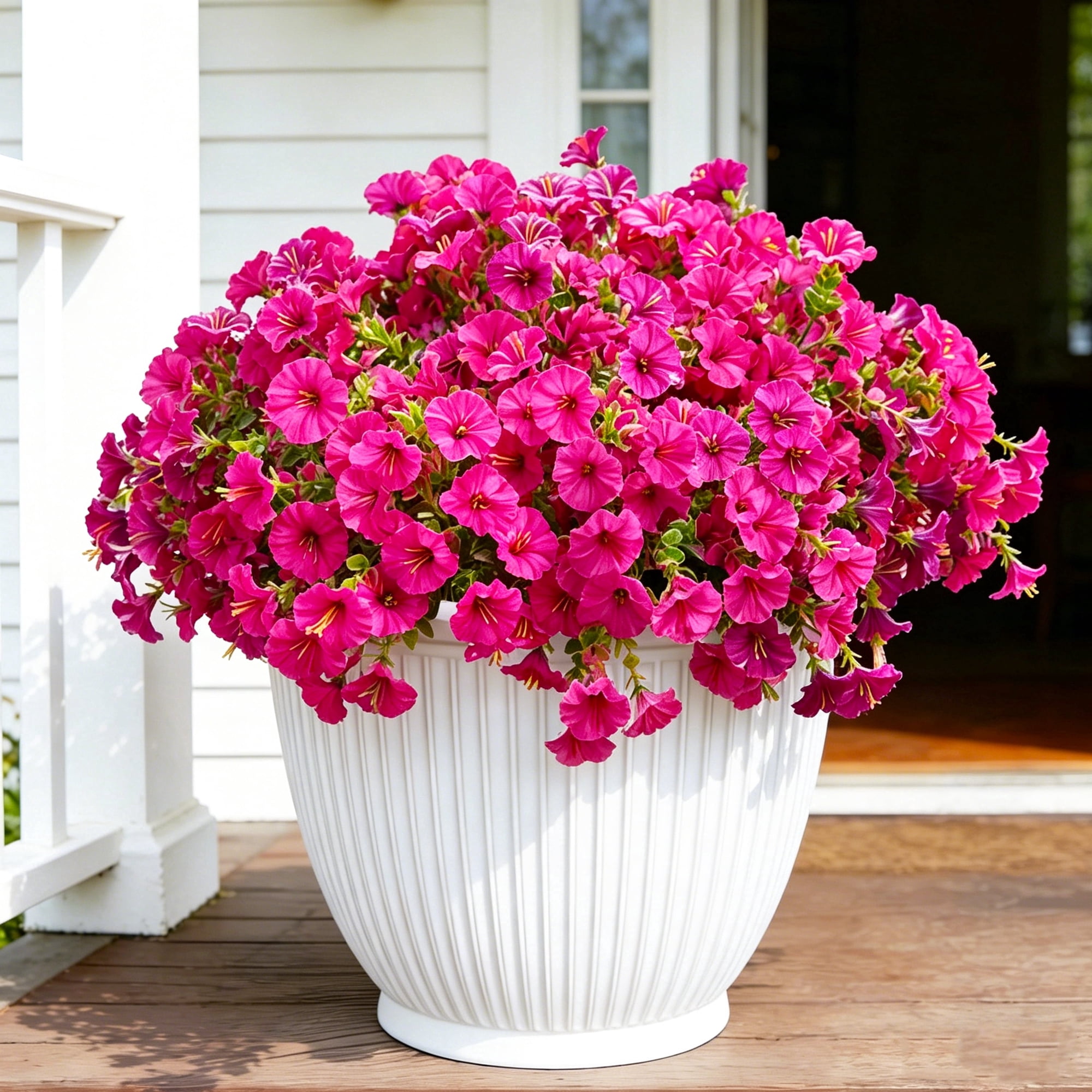 Hyindoor 12 Bundles Artificial Fake Flowers Morning Glory for Outdoors Decoration, UV Resistant No Fade Spring Decorations for Indoor Home Outside Porch Yard Garden (Fuchsia)