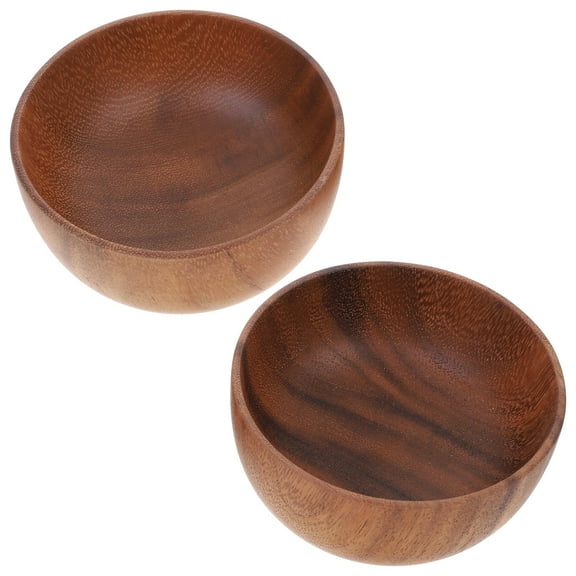 PTOOTP Salad Bowls Acacia Wood 2Pcs Round Bowl Set