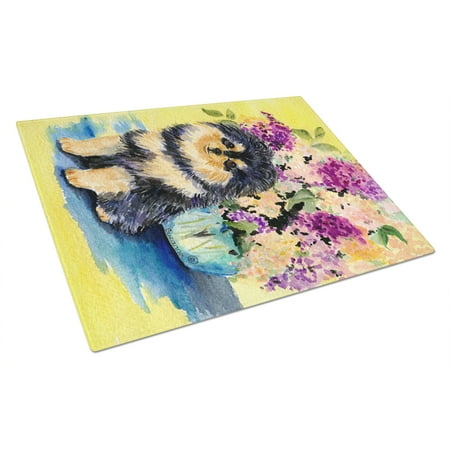 

Carolines Treasures SS8290LCB Pomeranian Glass Cutting Board Large 12H x 16W multicolor
