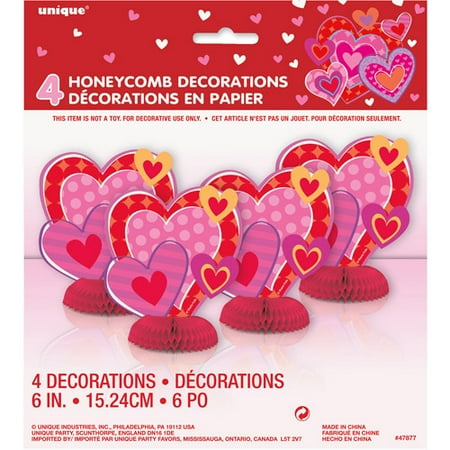 6 Mini Honeycomb I Heart Valentine Decorations 4 Count Walmart Com