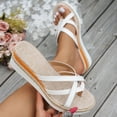 thumbnail image 4 of Espadrilles for Women Bow Slide Sandals Strappy Wedge Platform Heels Casual Summer Dressy Flip Flops White Size 8.5, 4 of 7
