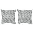 thumbnail image 1 of Ambesonne Geometric Throw Pillow Cover 2 Pack, Doodle Circle Stripes, 16", Grey and Pale Grey, 1 of 2