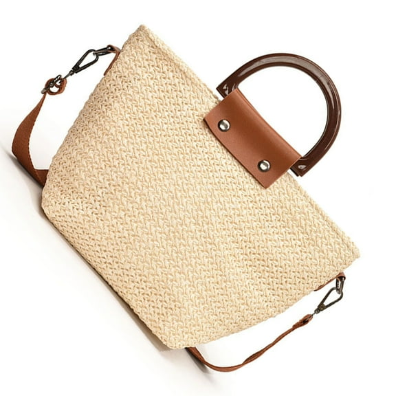 FENOHREFE All-matching Crossbody Bag for Women Top Handle Handbag and Purse Straw Beach Bag Shoulder Bag Handwoven Messenger Bag