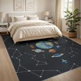 thumbnail image 3 of ODIKA 8'x10' Washable Area Rug Durable, Non-Slip Educational Plane Motifs Border Cartoon Galaxy Rocket Constellation Playful for Living Room, Under Sectional, Family, 3 of 7