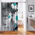 thumbnail image 5 of Teal Floral Shower Curtain, Live Laugh Love Inspirational Quote Turquoise White Daisy Flower Blue Butterfly Modern Bathroom Decor, Waterproof Fabric Shower Curtain Set, 72 X 72 Inch, Raindrop, 5 of 6