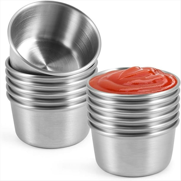 Tazón para Salsa Ramekin, Mini Tazas para Salsa, Tazas para Condimentos para Pudín, para Fiesta en Casa, Restaurante (Plata, 12 Unidades, 70 Ml)