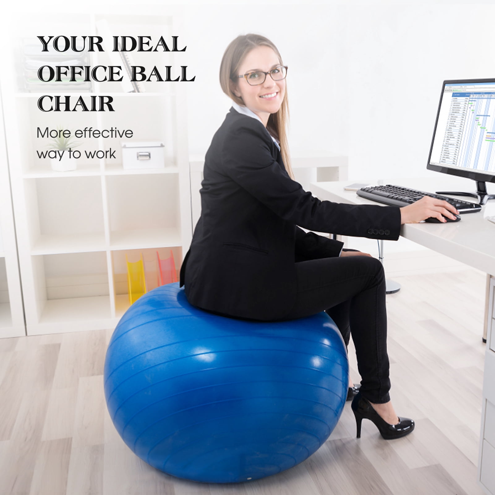 Anti-burst Yoga Ball 55cm/65cm/75cm Stability Balance Ball Pilates Barre Physical Fitness Exercise Ball With Air Pump