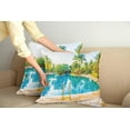 thumbnail image 2 of Ambesonne Landscape Throw Pillow Cover 2 Pack, Pool Resort Travel, 16", Green Blue Cream, 2 of 5