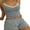 Blue, variant on Women Y2k 2 Piece Pajama Set Striped Print Crop Camisole and Elastic Shorts Set Loungewear Sleepwear