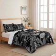thumbnail image 5 of Twin Quilt Set 68''x86'', Black and White Floral Lightweight Summer Bedspread Coverlet Set with 2 Pillow Shams, Modern Oil Painting Abstract Art Breathable All Season Quilt Bedding for Dorm/Bedroom, 5 of 9