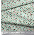 thumbnail image 3 of Soimoi Green Heavy Canvas Fabric Leaves & Flower Print Sewing Fabric Yard 58 Inch Wide, 3 of 3