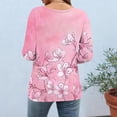 thumbnail image 6 of CYMMPU Business Work Blouses Plus Size Tunic Tops Basic Tees Floral Printed 3/4 Length Sleeve Button up Scoop Neck Summer Fall Vintage Shirts 2025 Clothes for Women Pink XL, 6 of 7