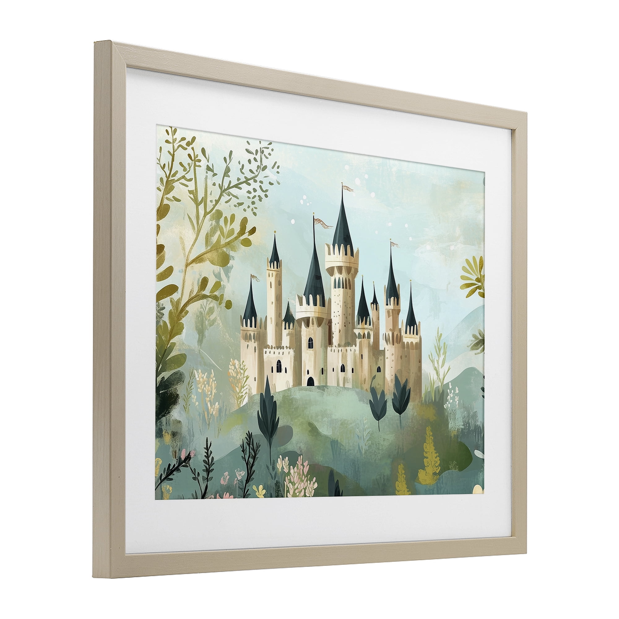 Stupell Industries Princess' Castle View Birch Framed Print Under Glass, design by Christine Simpson Art