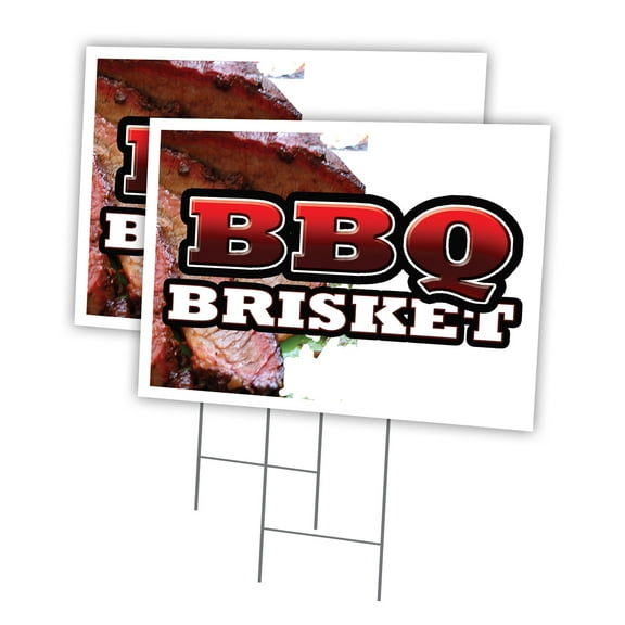 BBQ BRISKET 2 Pack Of 12" x 16" Yard Sign & Stake | Advertise Your Business | Stake Included Image On Front Only | Made in The USA