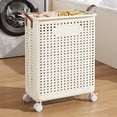 thumbnail image 3 of solautey Rolling Plastic Collapsible Laundry Basket Cube Storage Bin Box Organizer with Wheels Handle Durable Ventilated Foldable Hamper for Bedroom Dirty Clothes Large Capacity, 3 of 7