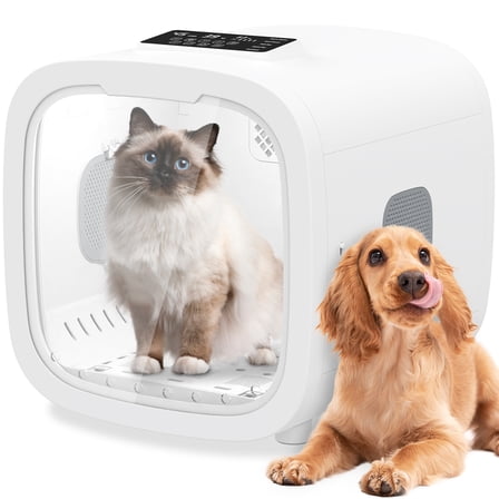 ADVWIN 52L Automatic Pet Dryer Box for Cats & Small Dogs for Pet Grooming, Adjustable Speed & Temperature, Timer, Light, Quiet, White