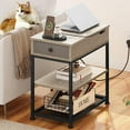 thumbnail image 2 of Dextrus End Table with Charging Station, Flip Top Nightstand with USB Ports & Outlets, Storage Shelves, 2 of 8