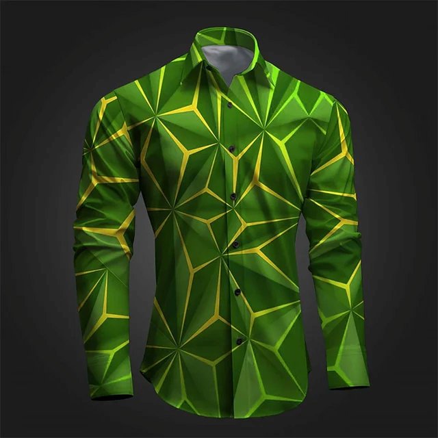 Camisa de hombre con patrón, camisa de talla grande, para uso diario, de calle, de manga larga, con cuello en V y hebilla, de diseñador de moda, informal, cómoda y transpirable