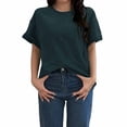 thumbnail image 2 of Endives Women's Short Sleeve T-shirt Round Neck Solid Color Womens Tops Summer Tee, 2 of 4