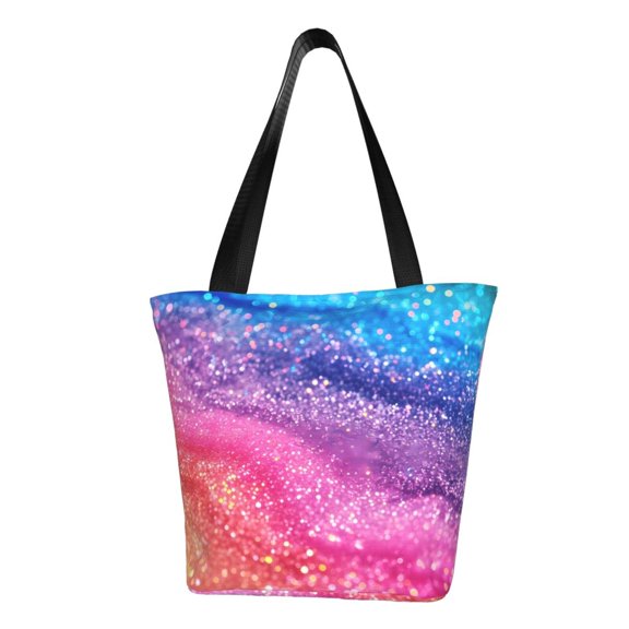 Sikiie Rainbow Glitter Cute Shoulder Bag Casual Hobo Crossbody Tote Bag for Women and Men Large Purse Messenger Bag Travel Work