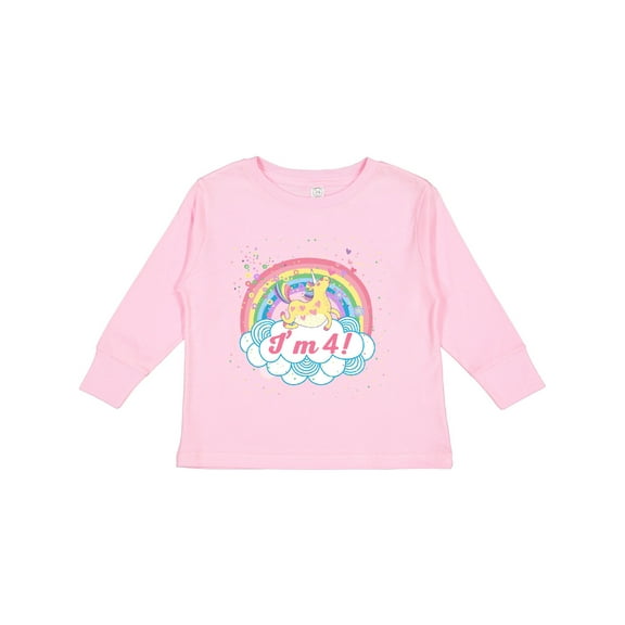 Inktastic 4th Birthday Unicorn Rainbow Cute Girls Girls Long Sleeve Toddler T-Shirt