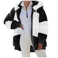 thumbnail image 3 of TQWQT Fleece Coats for Women  Faux Fur Jacket Coat Fuzzy Fleece Jacket Plus Size Zip Up Drawstring Sweatshirt Oversized Light Blue S, 3 of 6