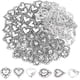 thumbnail image 1 of 150 piezas de dijes de corazón de amor de estilo tibetano de 3 estilos, dijes de aleación de corazón de plata hueco para hacer joyas, aretes, pulseras, collares, longitud 19,5-21,5 mm, 1 of 6