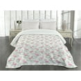 thumbnail image 3 of Ambesonne Flamingo Quilted Bedspread Set 3 Pcs, Donuts Hawaii Animals, King Size, Pink Mint Green Beige, 3 of 5
