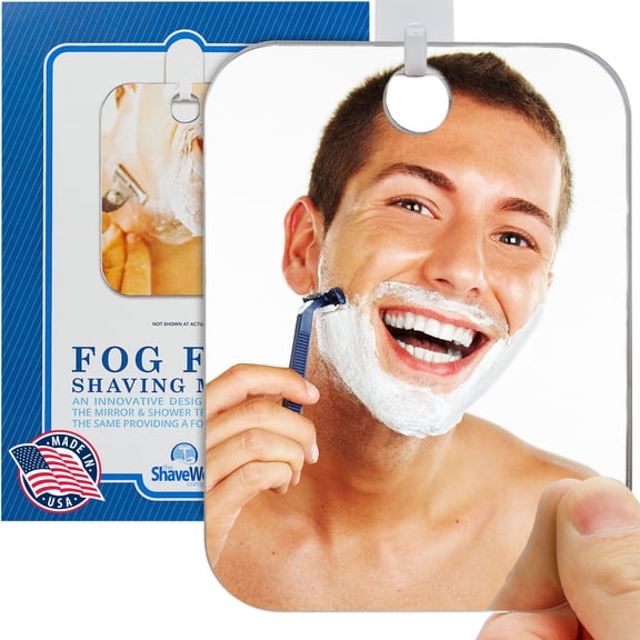 The Shave Well Company Fog-Free Shower Mirror, Frameless Bathroom Shaving Mirror, Removes from Hook for Hand Held Use