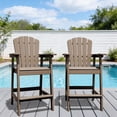 thumbnail image 2 of LOYALICE Tall Plastic Adirondack Chair Set of 2 W/ Outdoor Barstools and Connecting Tray, Brown, 2 of 11