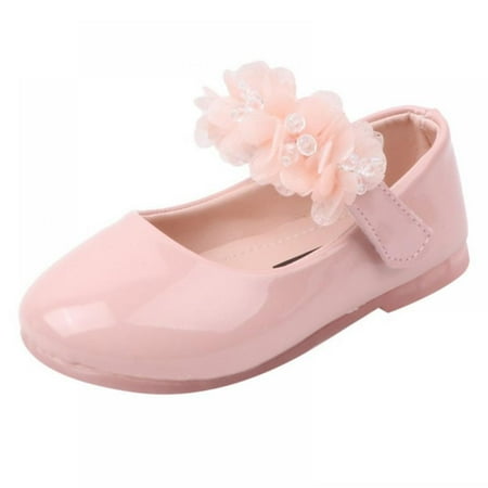 

Kid Girls Flowers Single-Pull Soft Soled Princess PU Walking Shoes