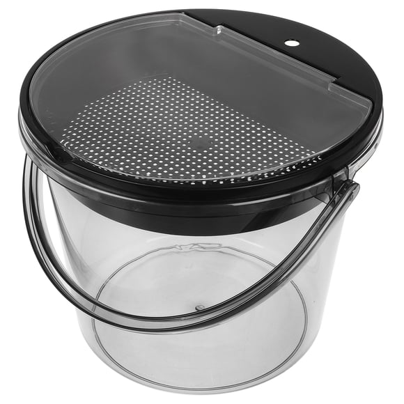 Portable Tea Dregs Drainage Bucket with Lid Handheld Compost Bin for Kitchen Small Countertop Trash Can for Tea Grounds Light Gray