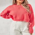 thumbnail image 4 of Ladies‘ Solid Color Knit Sweater with Long Sleeves and Loose Fit, 4 of 9