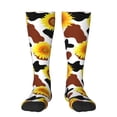 thumbnail image 1 of Balery Cow Print Sunflower Calcetines novedosos Calcetines deportivos Calcetines hasta la rodilla Calcetines de algodón Calcetines originales y geniales, 1 of 6