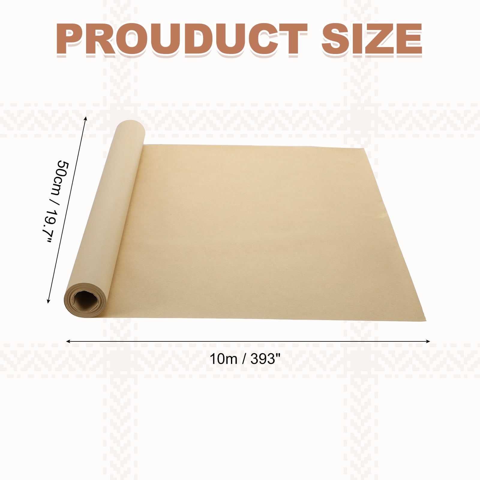 Uxcell Kraft Wrapping Paper, 19.7"x 393"(32.8') Decorative Paper Kraft Craft Paper for Gift Wrapping Bouquet Flower Bulletin Board Art Painting Craft Packaging Shipping, White 330GSM